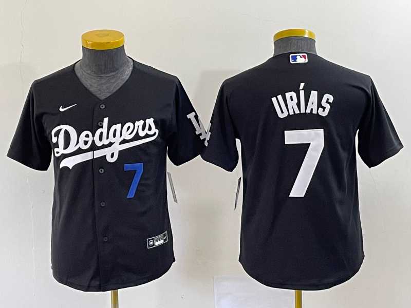 Youth Los Angeles Dodgers #7 Julio Urias Number Black Turn Back The Clock Stitched Cool Base Jersey1->mlb youth jerseys->MLB Jersey